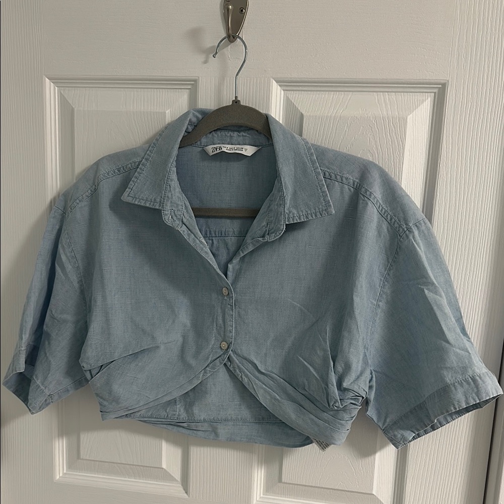 Zara Sky Blue Button-Up Shirt